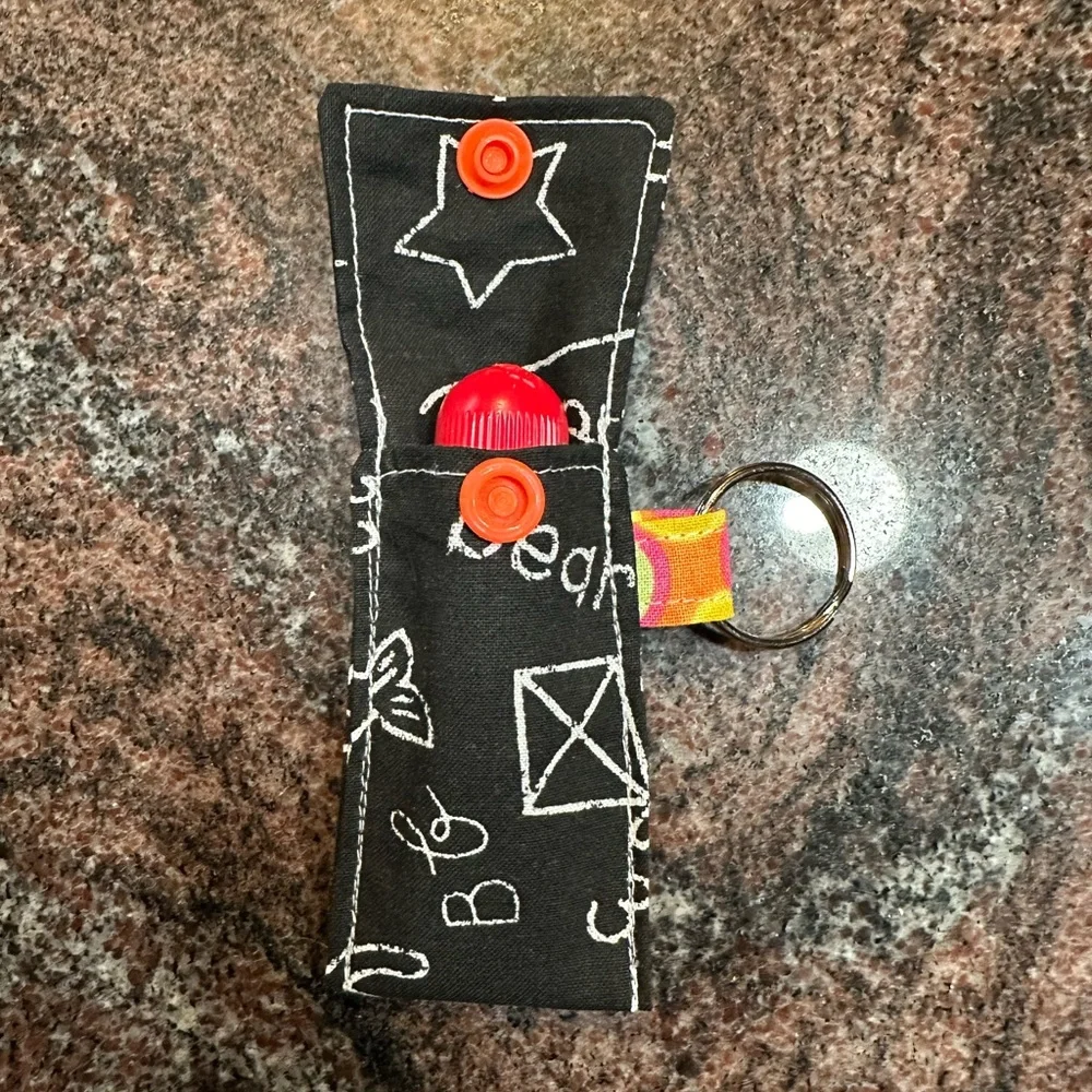 Handmade lip balm holder keychain- chalkboard design
